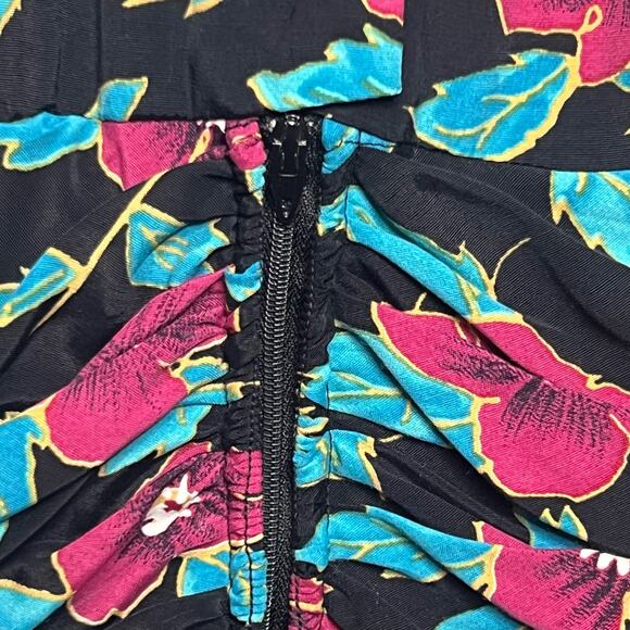 Vintage 80s Floral Peplum Dress Shirred Waist Button Back Size Medium Retro 40s - Picture 7 of 10